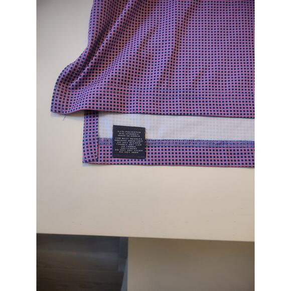 Turtleson Polo Shirt‎ M Pink /Blue Checked Performance Stretch Golf Casual Men - Picture 2 of 6